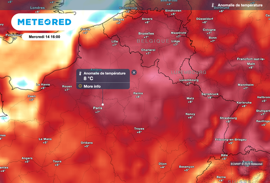 Températures estivales sur un grand quart nord-est de la France ce mercredi après-midi. Températures estivales sur un grand quart nord-est de la France ce mercredi après-midi.