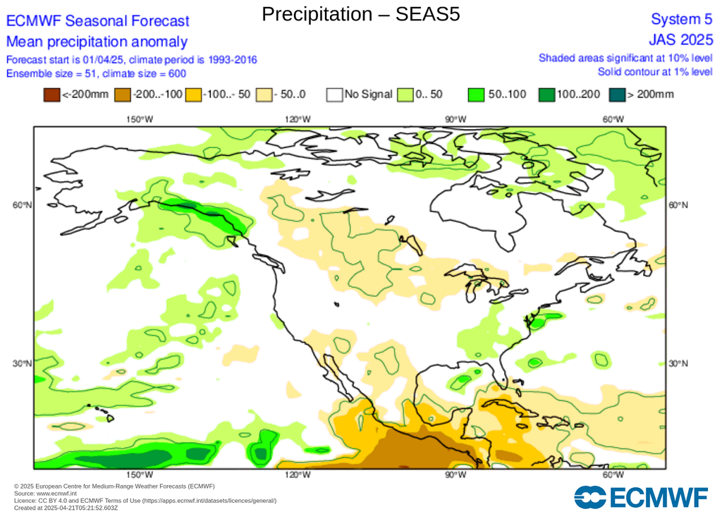 Anomalía de precipitaciones en milímetros, modelo ECMWF Anomalía de precipitaciones en milímetros, modelo ECMWF